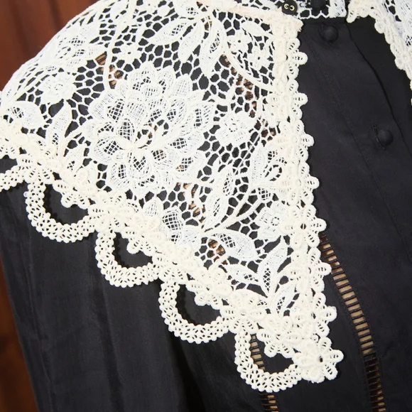 Alemais Black Mini Dress with White Lace Collar - Picture 5 of 11